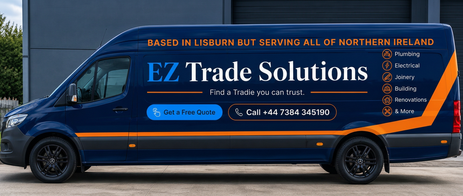 Ez Trade Solutions branded van, based in Lisburn but serving all of Northern Ireland